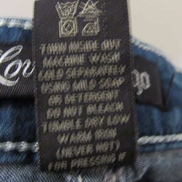 Love Indigo Western Bootcut Jeans Womens14 Blue Embroidered Button Flap Pockets - Picture 11 of 11